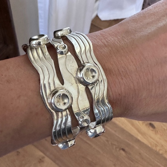 Jewelry - Beautiful Abstract Wide Sterling Silver Cuff Bracelet